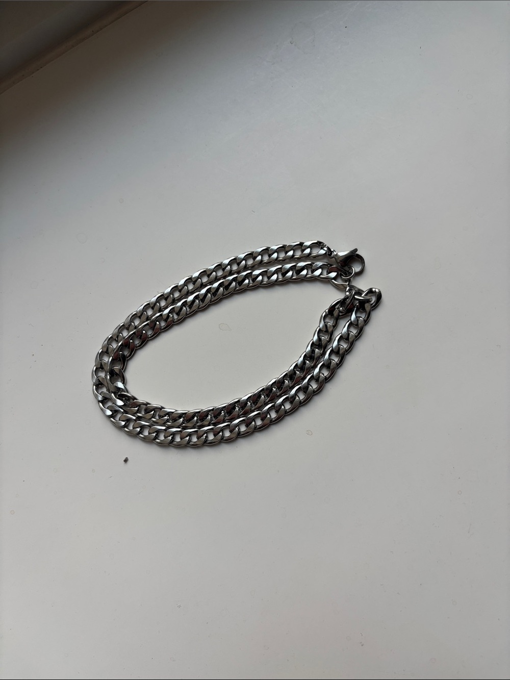 Men's Silver Double Curb Chain Bracelet